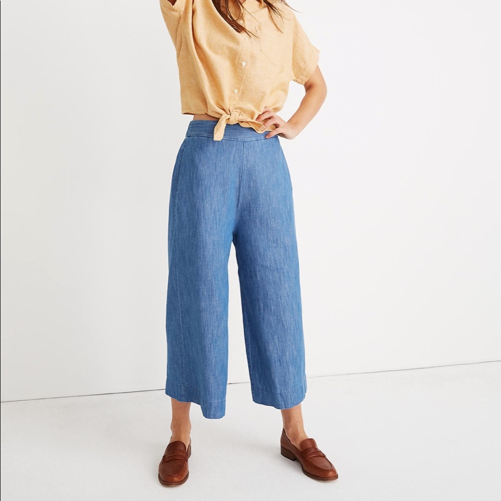 Madewell Chambray Huston Pull-on Crop Pants Small